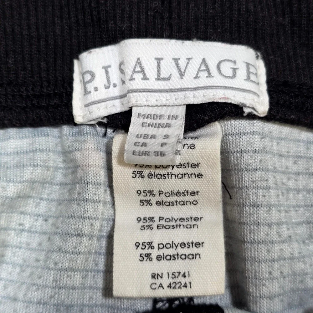 P.J. Salvage Pajama Set Women Sm Black Star Print Waffle Knit Loungewear Jogger